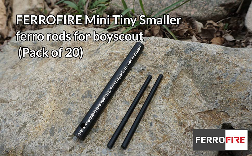 FERROFIRE Mini Smaller Ferro Rods Ferrocerium for Survival Training Teaching Scout
