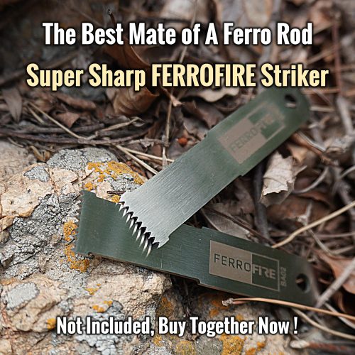 BBTO 10 Pack Ferrocerium Rod Fire Starters With Steel Striker Scraper, Keychain Ring - Survival Emergency Kit For Camping, Hiking, Backpacking, Bushcraft