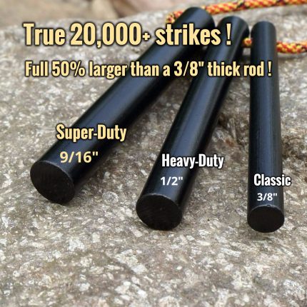 Super-Duty Ferro Rod Extra Huge 9/16 Inch x 4 Inch Drilled Survival Fire Starter Flint and Steel Ferrocerium Rod with A Lanyard Hole