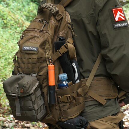 FERROFIRE CacheONE 5-in-1 Fire Starter with Super-Duty 9/16" Thick Ferro Rod, Integrated Striker & Compass, 120dB Whistle, 9 Fire Plugs for Emergency Survival Bushcraft EDC - Image 2