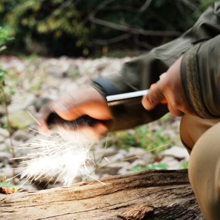 FERROFIRE CacheONE 5-in-1 Fire Starter with Super-Duty 9/16" Thick Ferro Rod, Integrated Striker & Compass, 120dB Whistle, 9 Fire Plugs for Emergency Survival Bushcraft EDC - Image 9